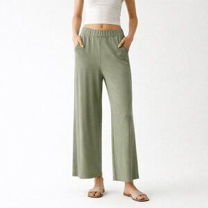 MAJESTIC FILATURES Wide Leg Soft Touch Wide Leg Pants Green Size 3 (Medium)